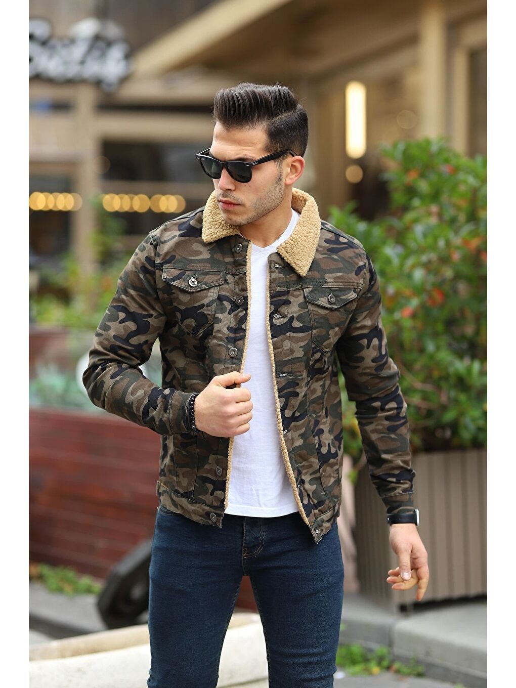 Karışık Erkek Içi Kürklü Jean Ceket-7