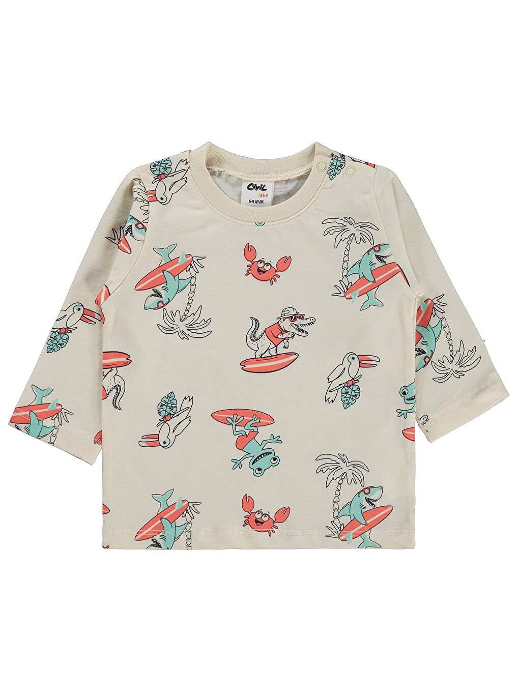 Baby Surf Baskılı 6-18 Ay Sweatshirt - Bej