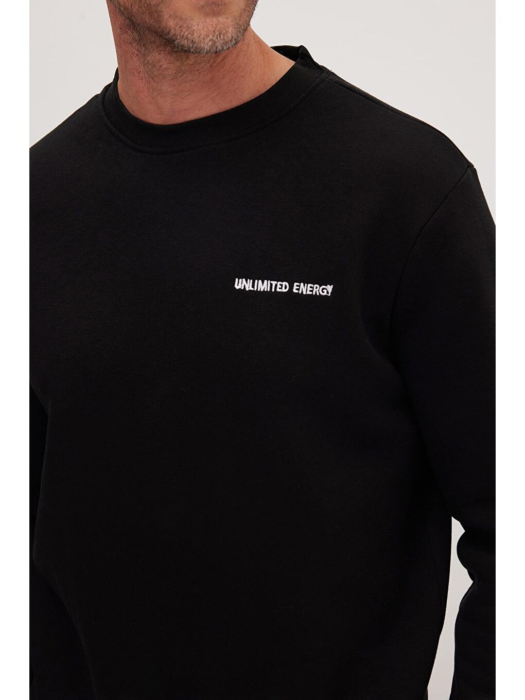 Erkek Relax Fit Pamuklu 3 İplik Yumuşak Dokulu İçi Polarlı Bisiklet Yaka Siyah Eşofman Takımı-2