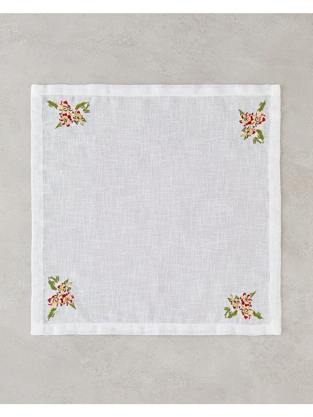 Opalin Polyester 2'li Misafir Peçetesi 40x40 cm Beyaz - Kırmızı-1