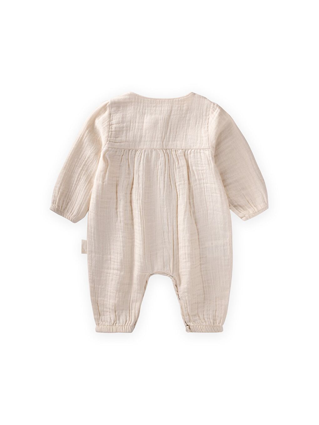 Ekru Müslin Nakışlı Tulum 0-3 Yaş Naturel-1