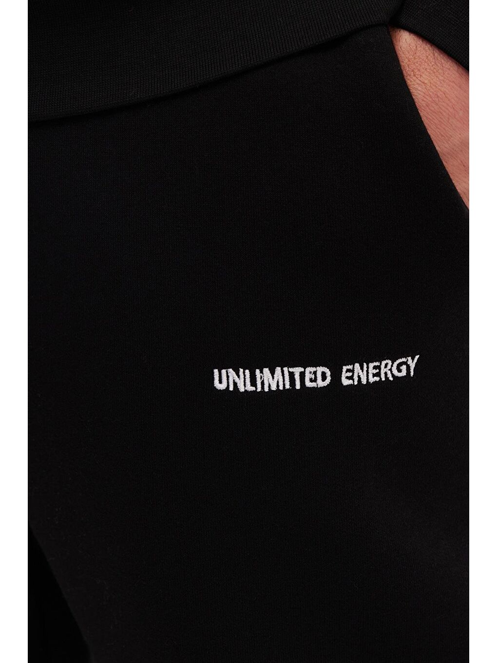 Erkek Relax Fit Pamuklu 3 İplik Yumuşak Dokulu İçi Polarlı Bisiklet Yaka Siyah Eşofman Takımı-5