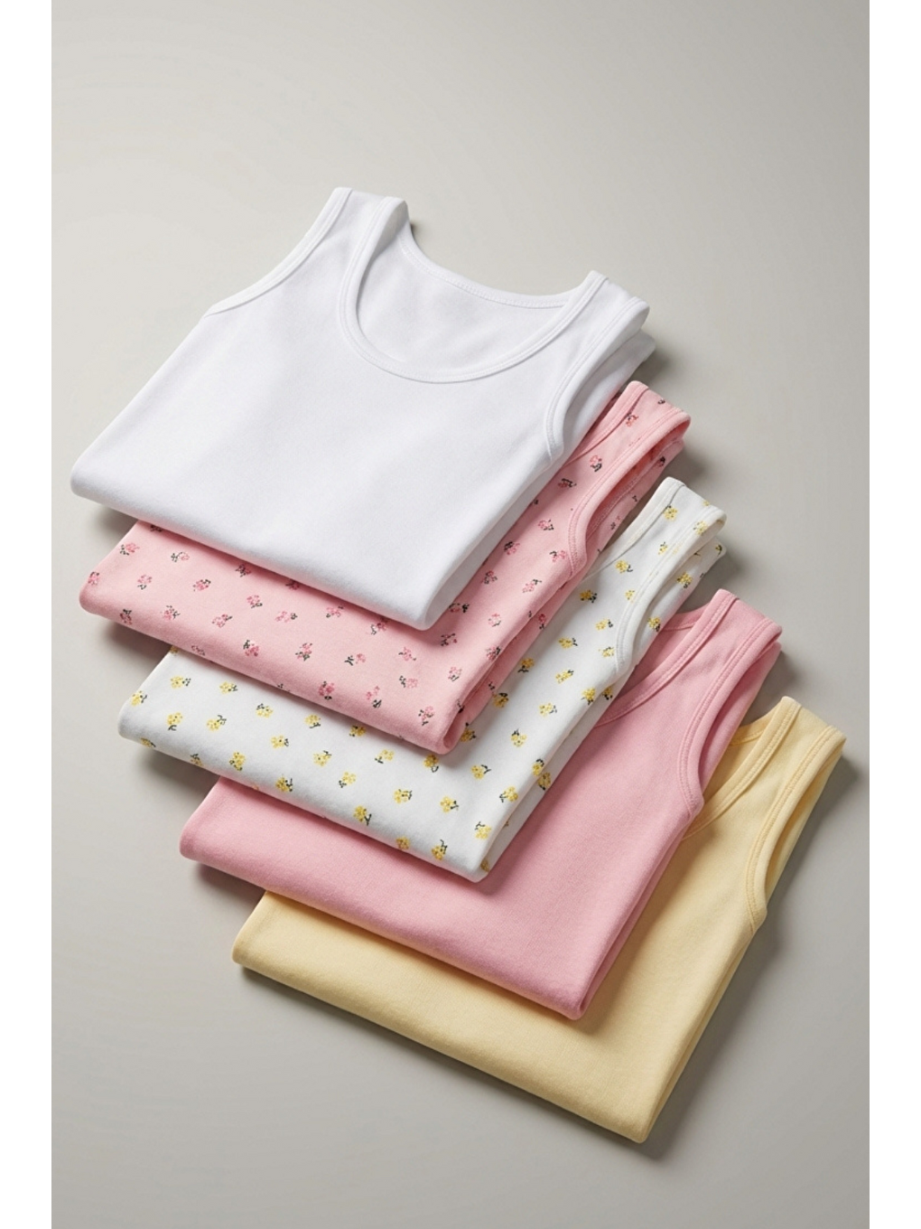 Karışık 5'Li Paket Kalın Askılı Kız Çocuk Atlet Çok Renkli-2