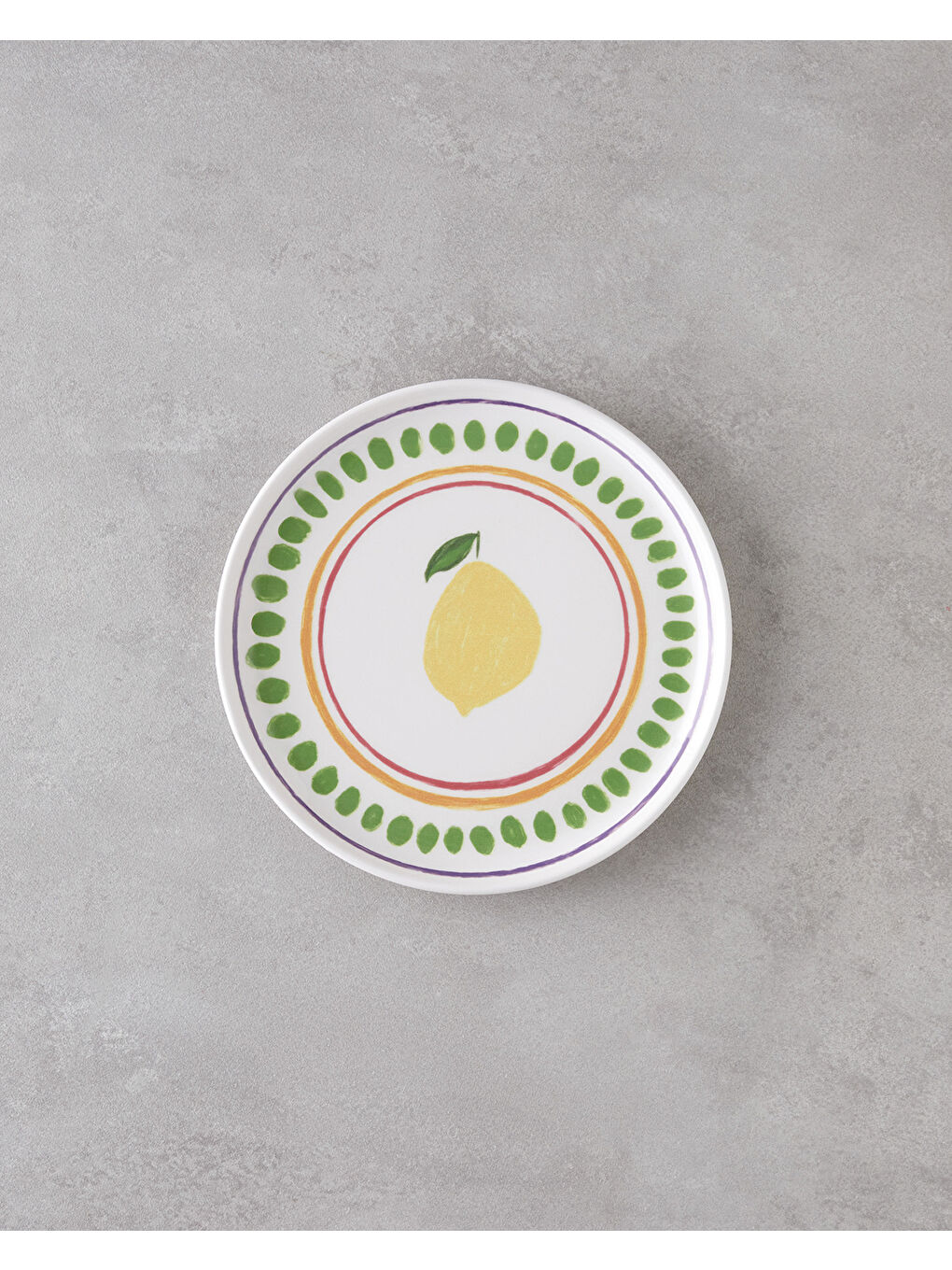 Beyaz Lemon Seramik Pasta Tabağı 20 cm Renkli