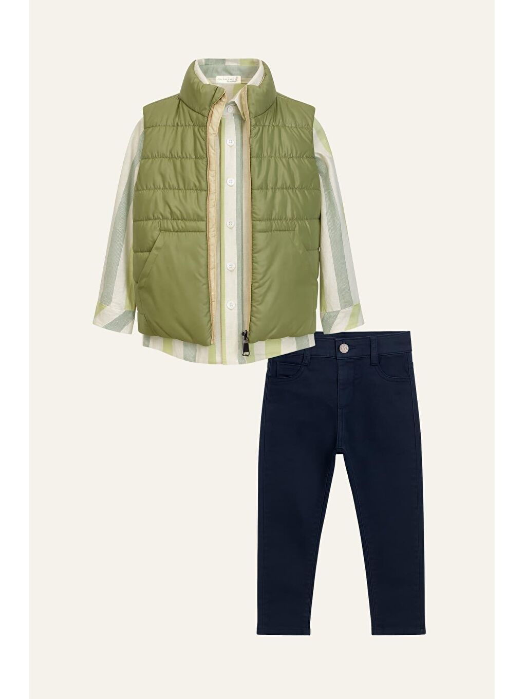 Erkek Çocuk Yelekli 3'Lü Takım  - Yeşil-1