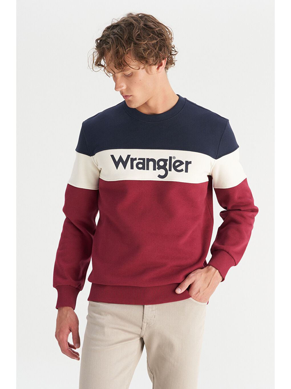 Regular Fit Normal Kesim Bisiklet Yaka İçi Polarlı Bordo Sweatshirt-2