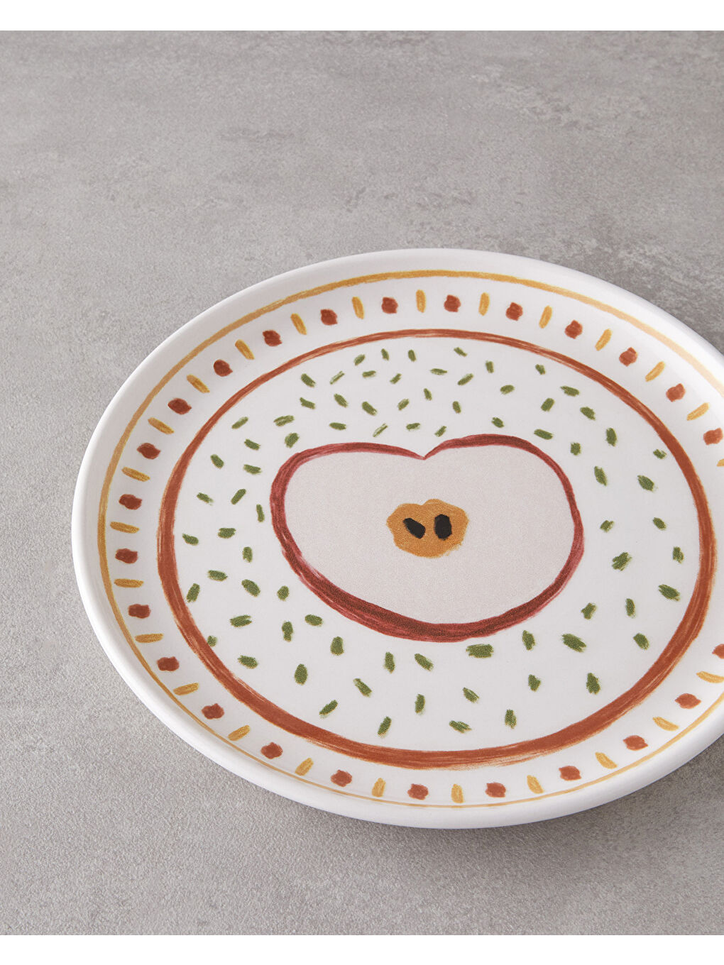 Beyaz Malic Seramik Pasta Tabağı 20 cm Renkli-2