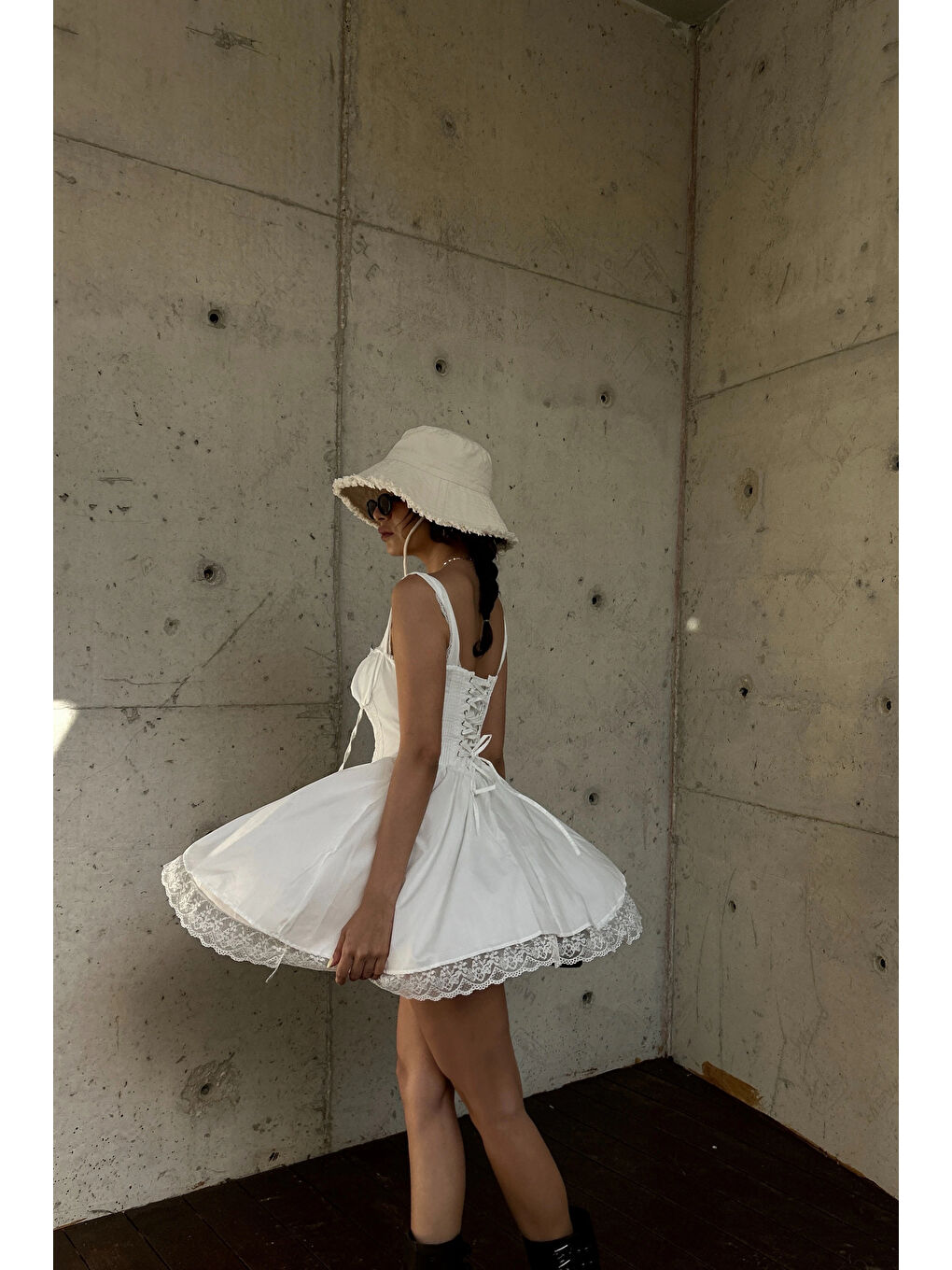 Kadın Beyaz Askılı Dantel Detay Elbise 1041-2293-11