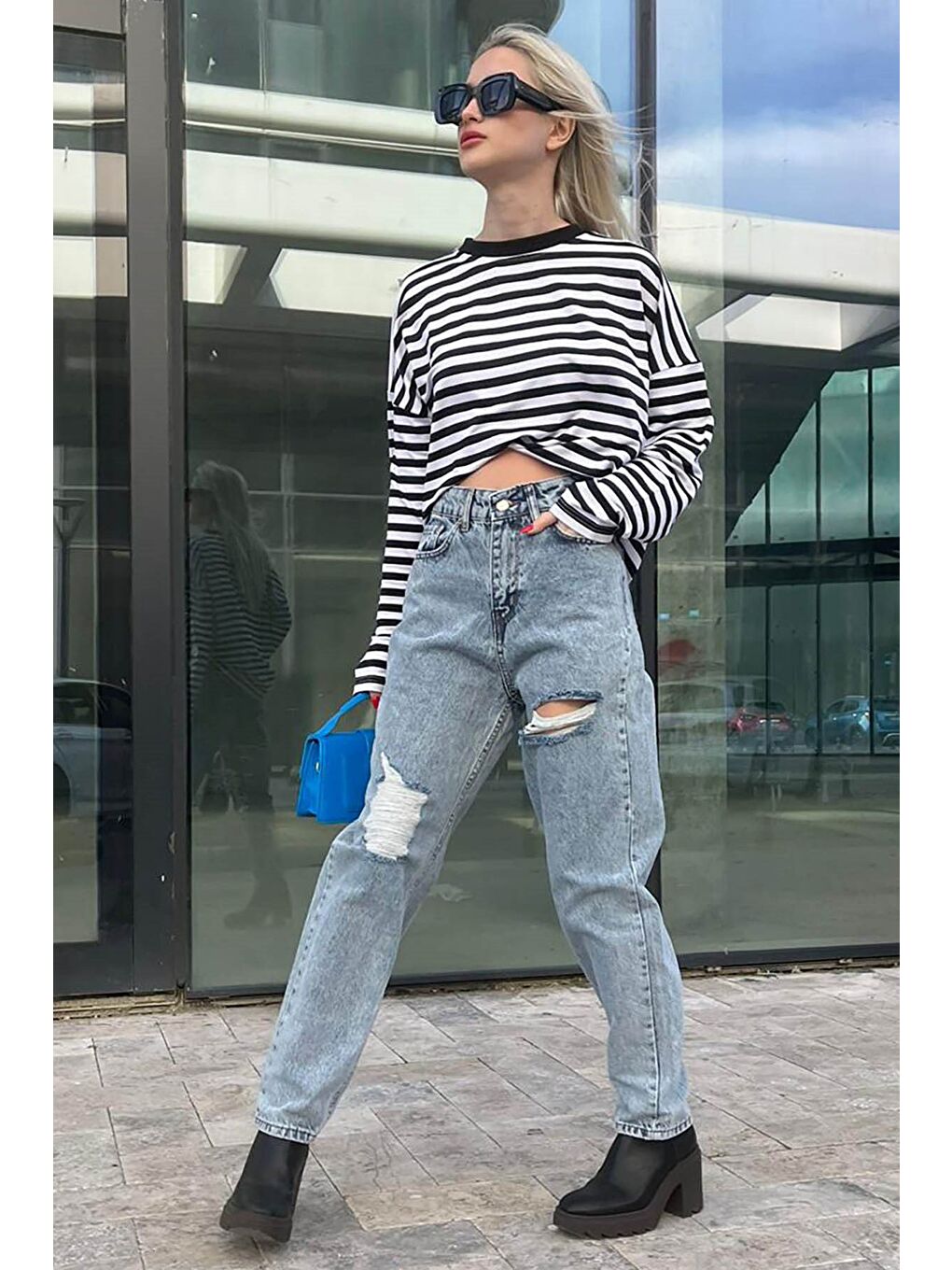 Mavi Yırtık Jean Mg1156-6