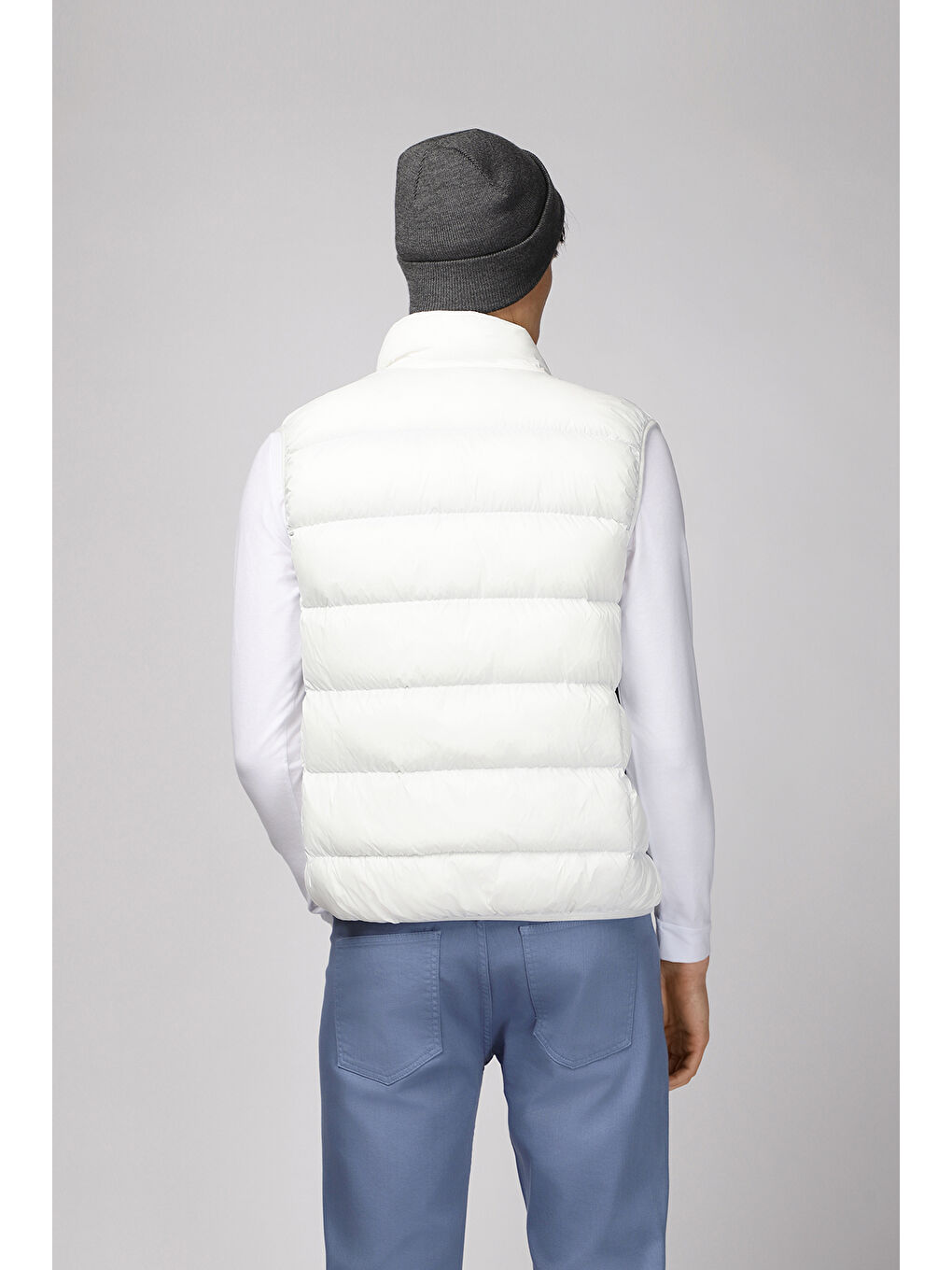 Beyaz Kapitone Çantalı Spor Şişme Yelek-4