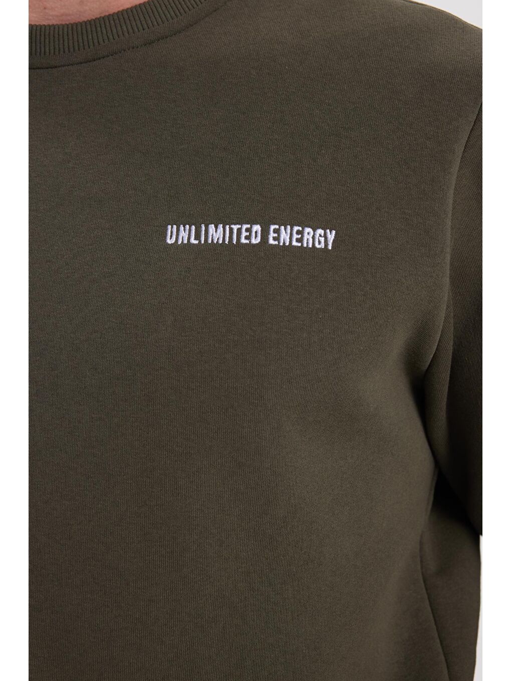 Erkek Relax Fit Pamuklu 3 İplik Yumuşak Dokulu İçi Polarlı Bisiklet Yaka Haki Eşofman Takımı-2