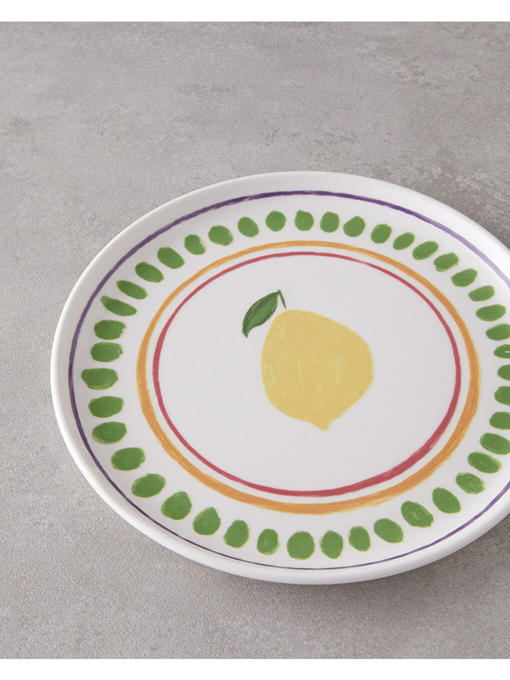 Beyaz Lemon Seramik Pasta Tabağı 20 cm Renkli-2