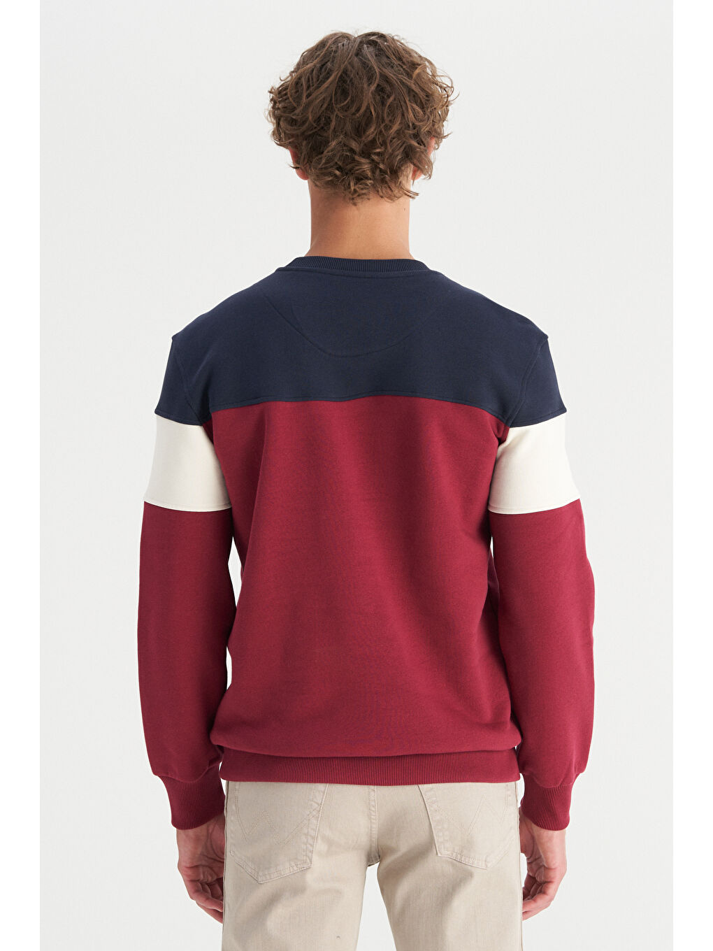 Regular Fit Normal Kesim Bisiklet Yaka İçi Polarlı Bordo Sweatshirt-4