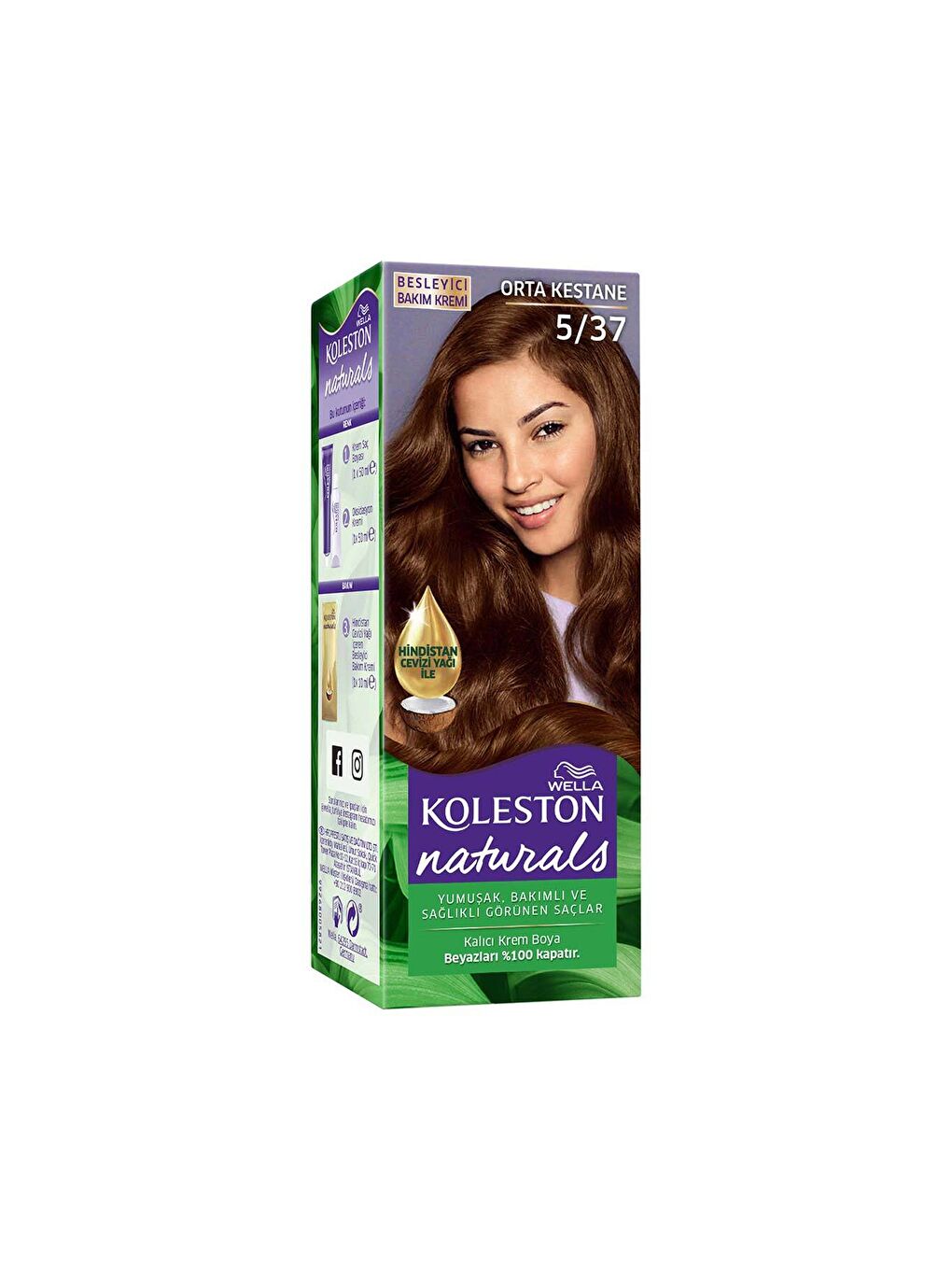 Wella Renksiz Koleston Naturals Saç Boyası 5/37 Orta Kestane - 1