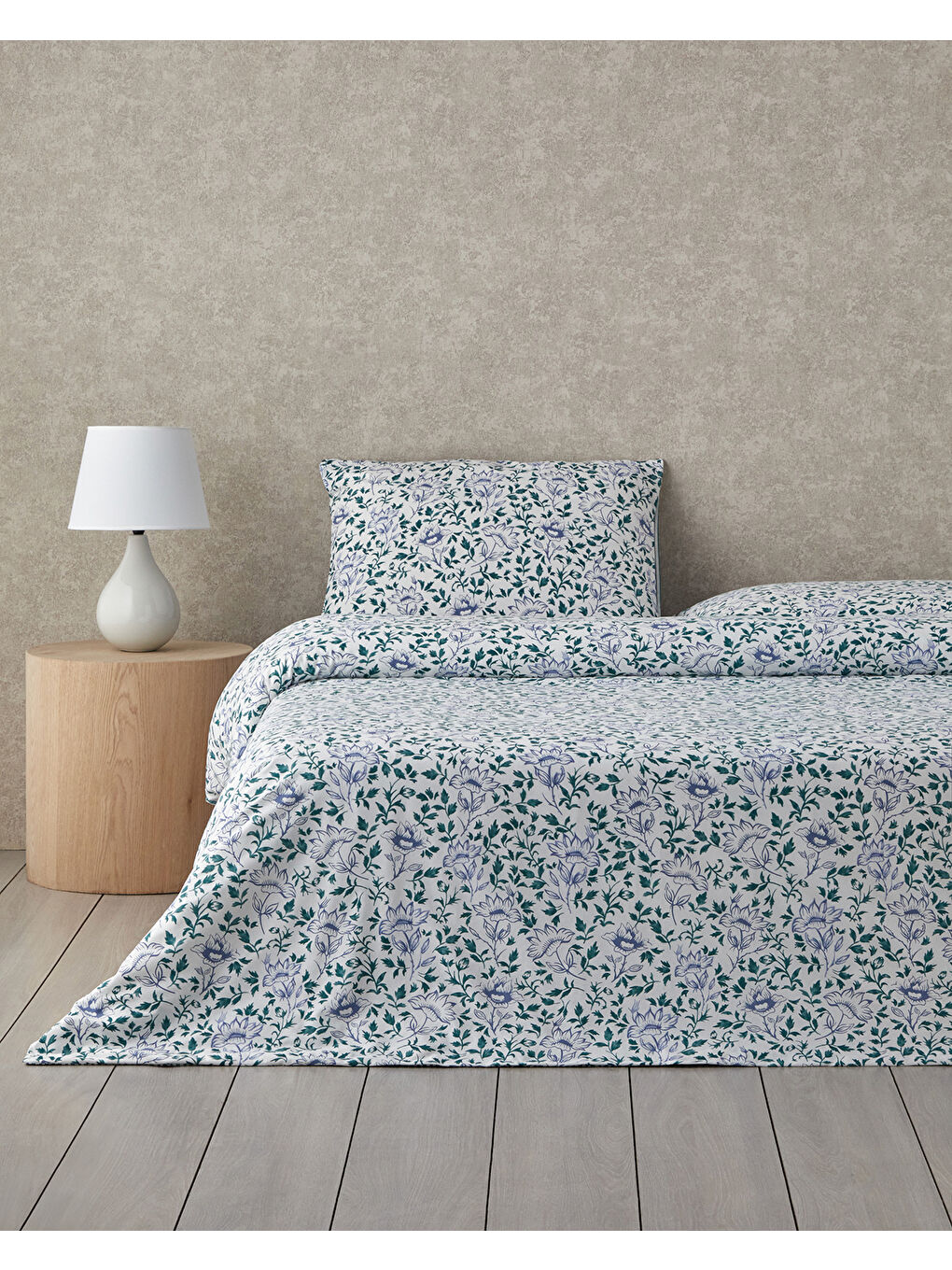 Gentle Flower Pamuk Çift Kişilik Nevresim Takımı 200x220 cm Yeşil-Mavi