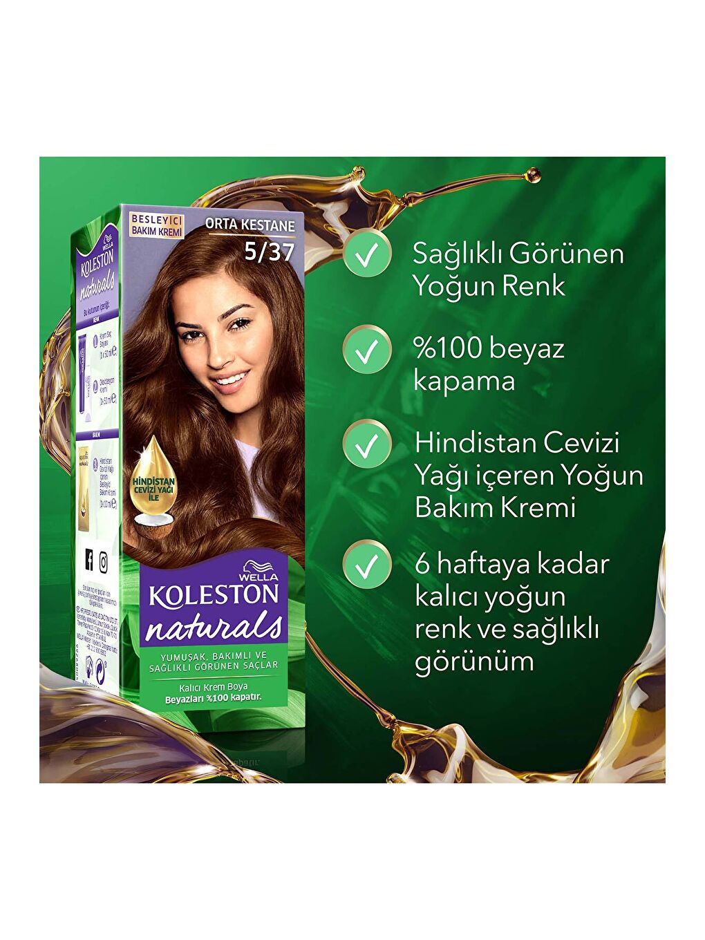 Wella Renksiz Koleston Naturals Saç Boyası 5/37 Orta Kestane - 6