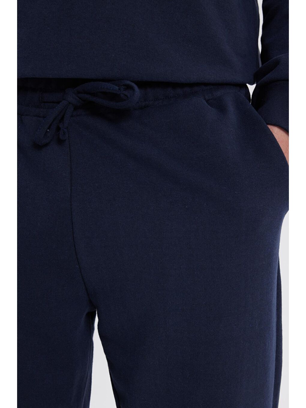 Erkek Regular Fit Klasik Kesim Pamuklu 2 İplik Yumuşak Dokulu Bisiklet Yaka Lacivert Eşofman Takımı-5