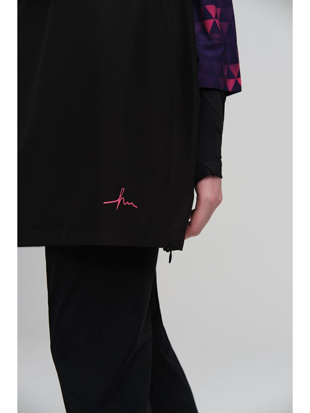 Esila Siyah Fuşya Jileli 5 Parça Tam Tesettür Mayo Takımı 2934-6