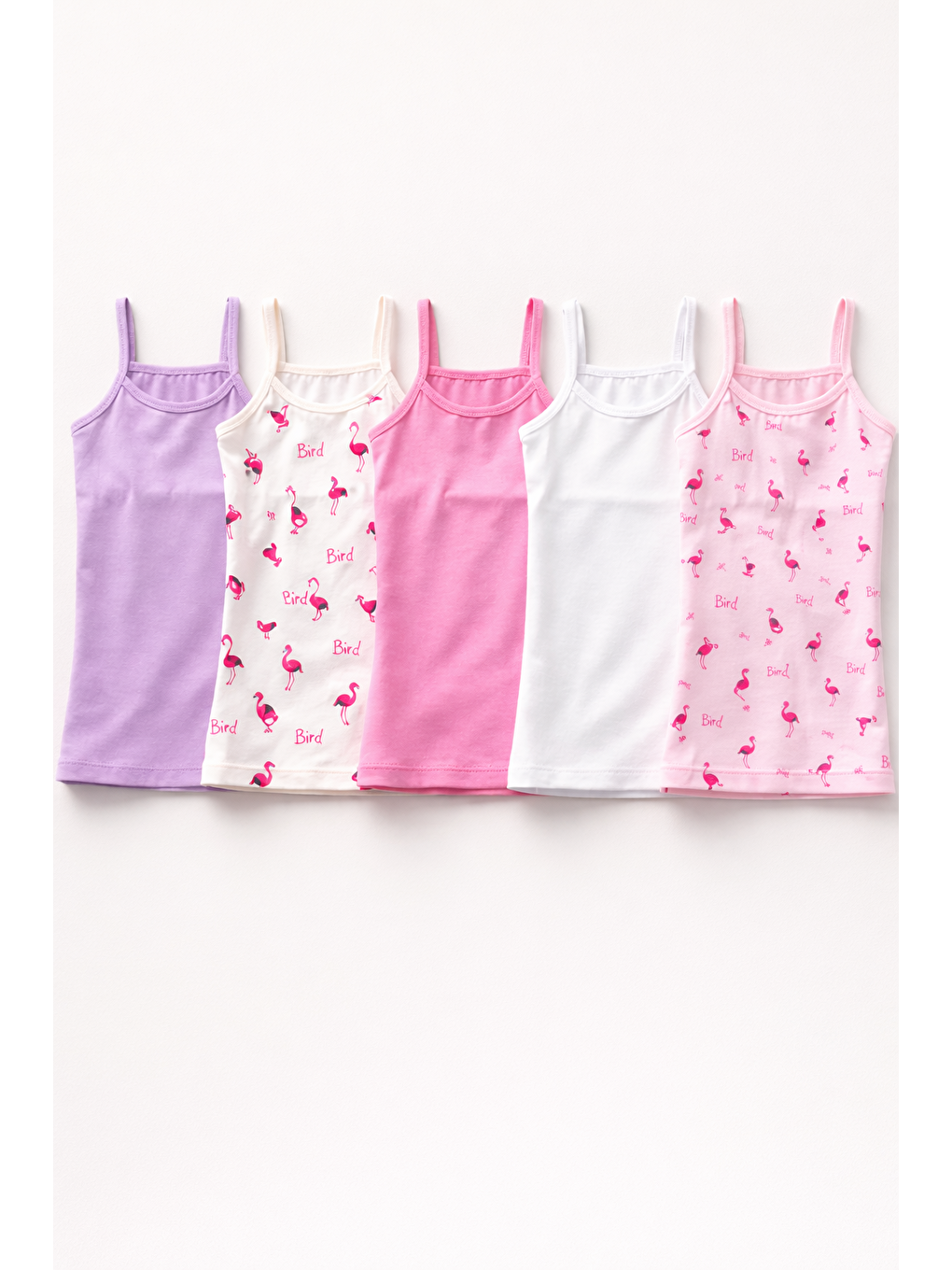 Karışık Kız Çocuk 5'Li İnce Askılı Çok Renkli Atlet