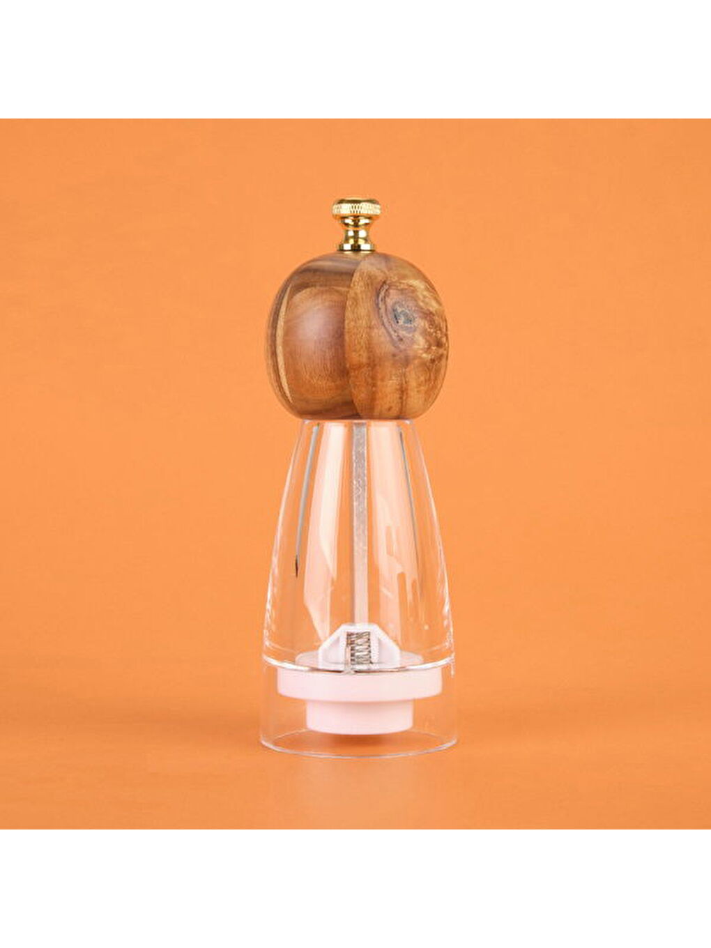 Akrilik Tuz Karabiber Öğütücü - Kahverengi / Şeffaf - 20 cm