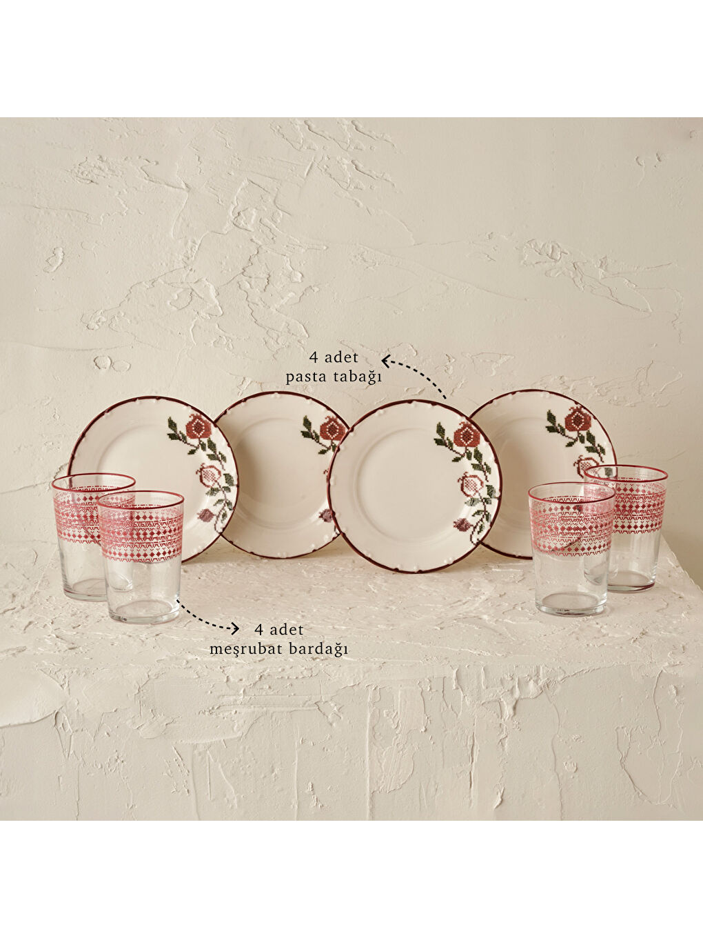 Jolly 8 Parça Sunum Seti Kırmızı