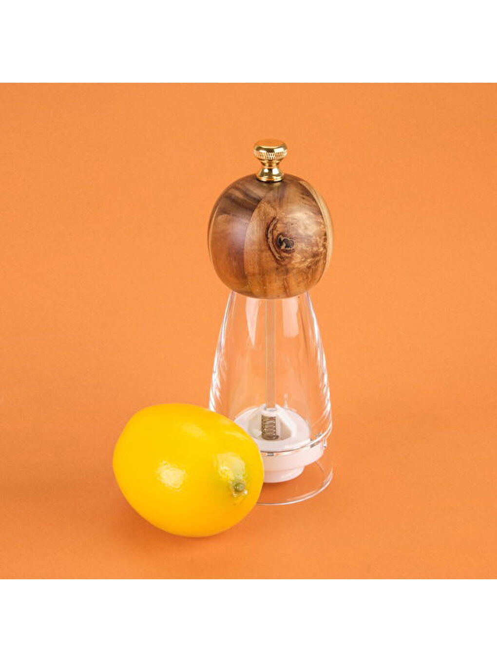 Akrilik Tuz Karabiber Öğütücü - Kahverengi / Şeffaf - 20 cm-1