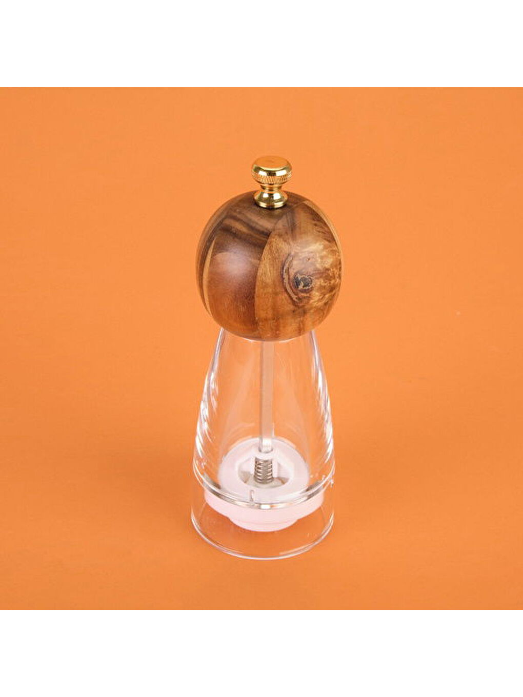 Akrilik Tuz Karabiber Öğütücü - Kahverengi / Şeffaf - 20 cm-2