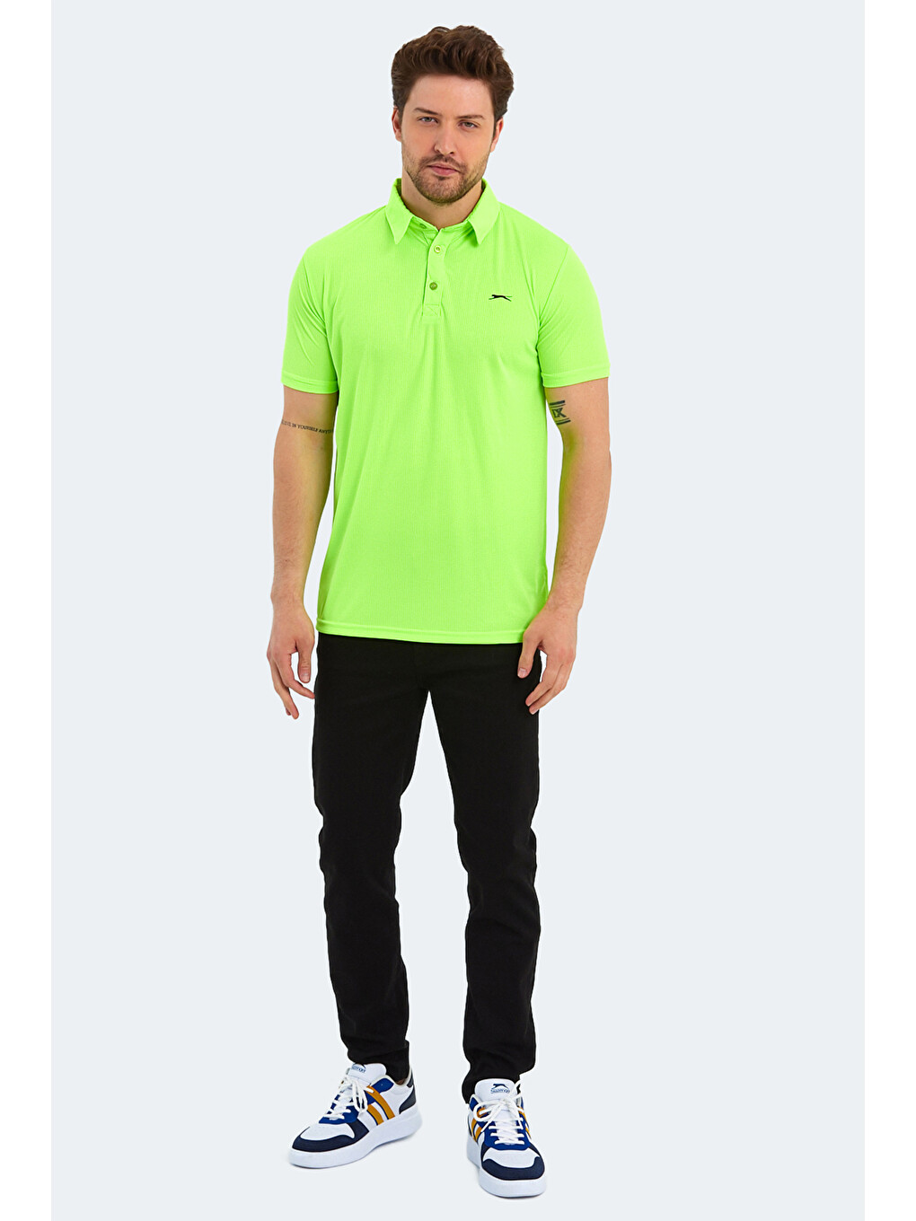 Sloan Erkek Polo Yaka Neon Yeşil Tişört-6