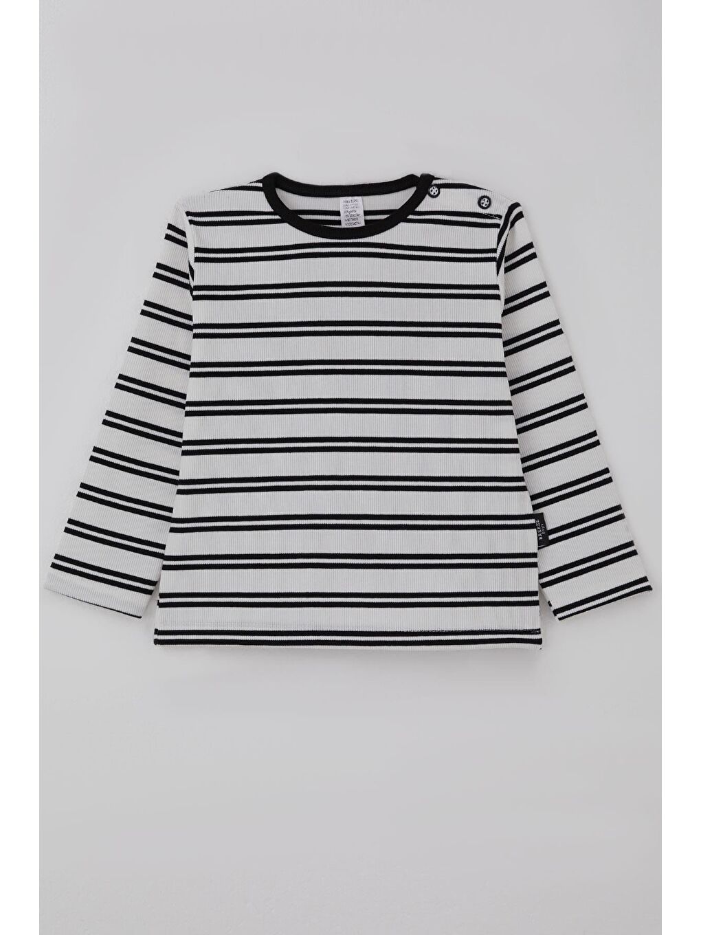 Erkek Bebek Uzun Kollu Tişört Patlı Çizgili Beyaz (9 Ay-3 Yaş)
