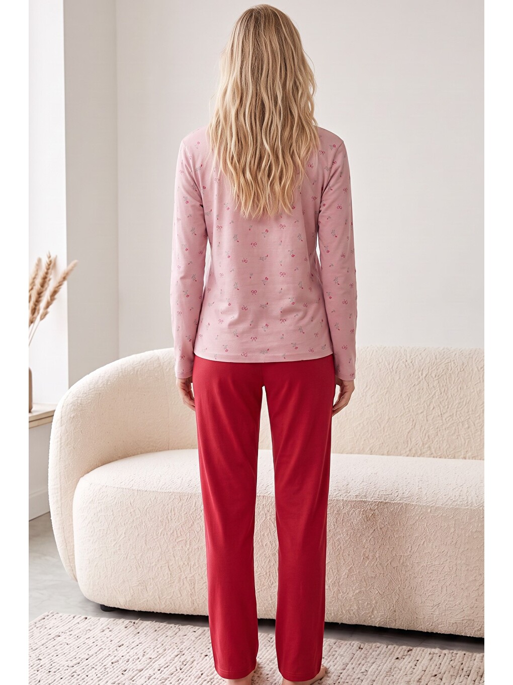 Karışık Düğmeli Pamuklu Elastanlı Örme Pijama Takım26240309-2