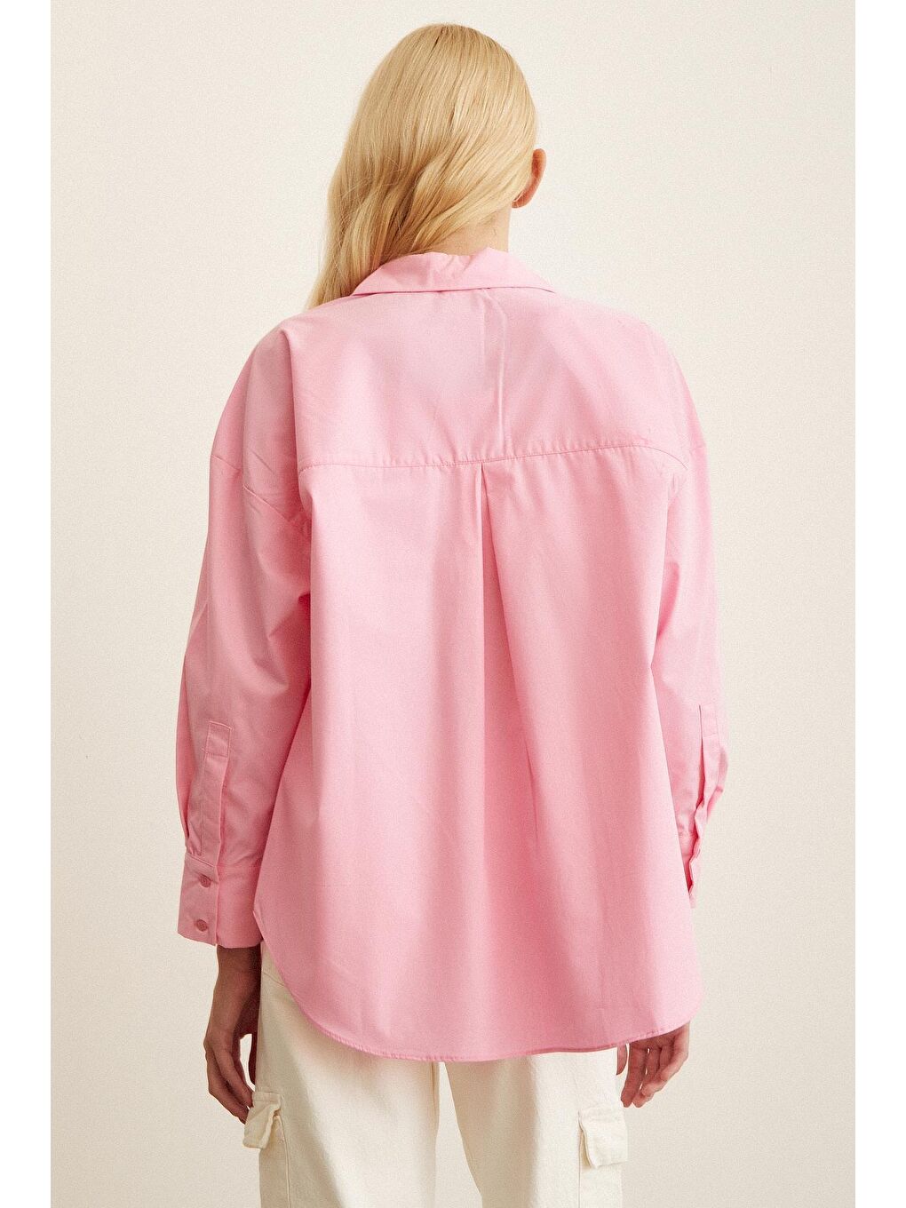 Pembe Poplin Gömlek-5