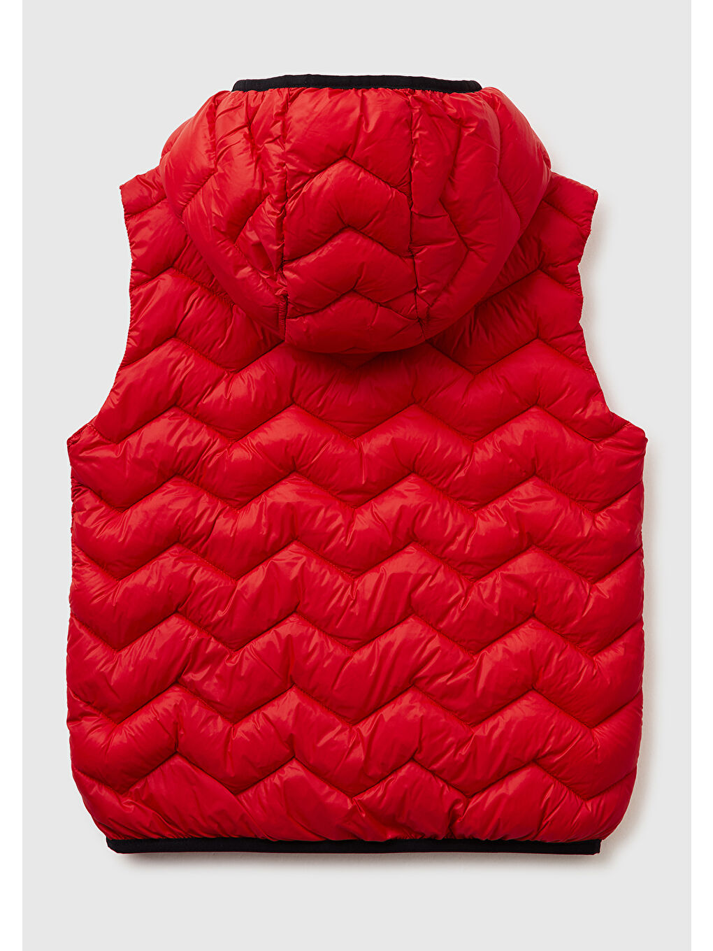Erkek Çocuk Kırmızı Logo Detaylı Kapüşonlu Yelek-1