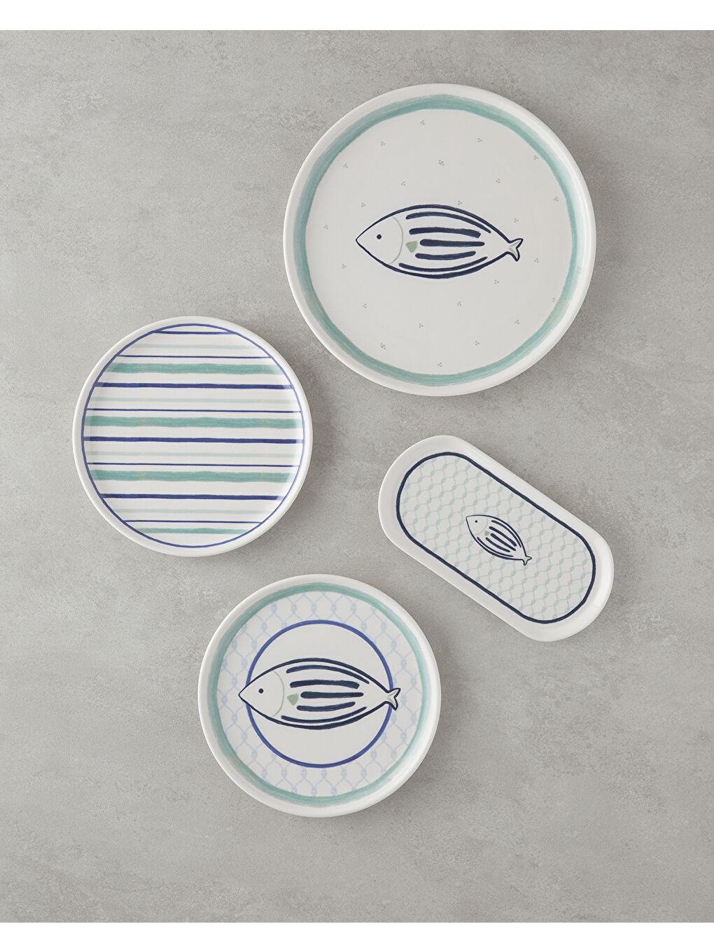 Aqualuna Seramik Pasta Tabağı 20 cm Mavi-yeşil-3