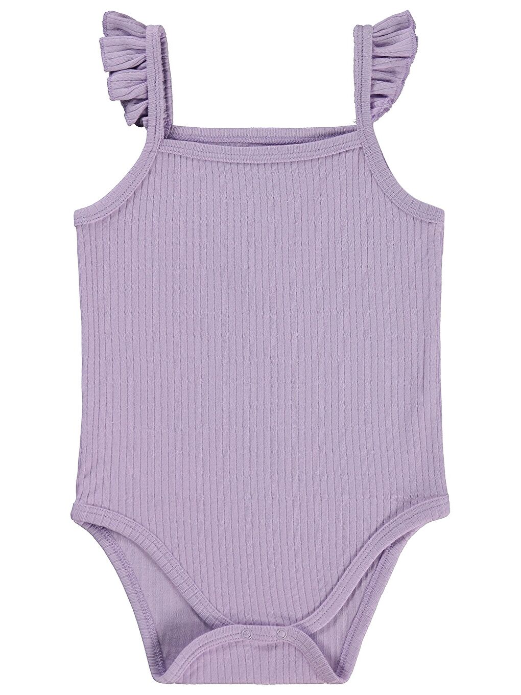 Askılı Fırfırlı 0-18 Ay Çıtçıtlı Badi - Lila