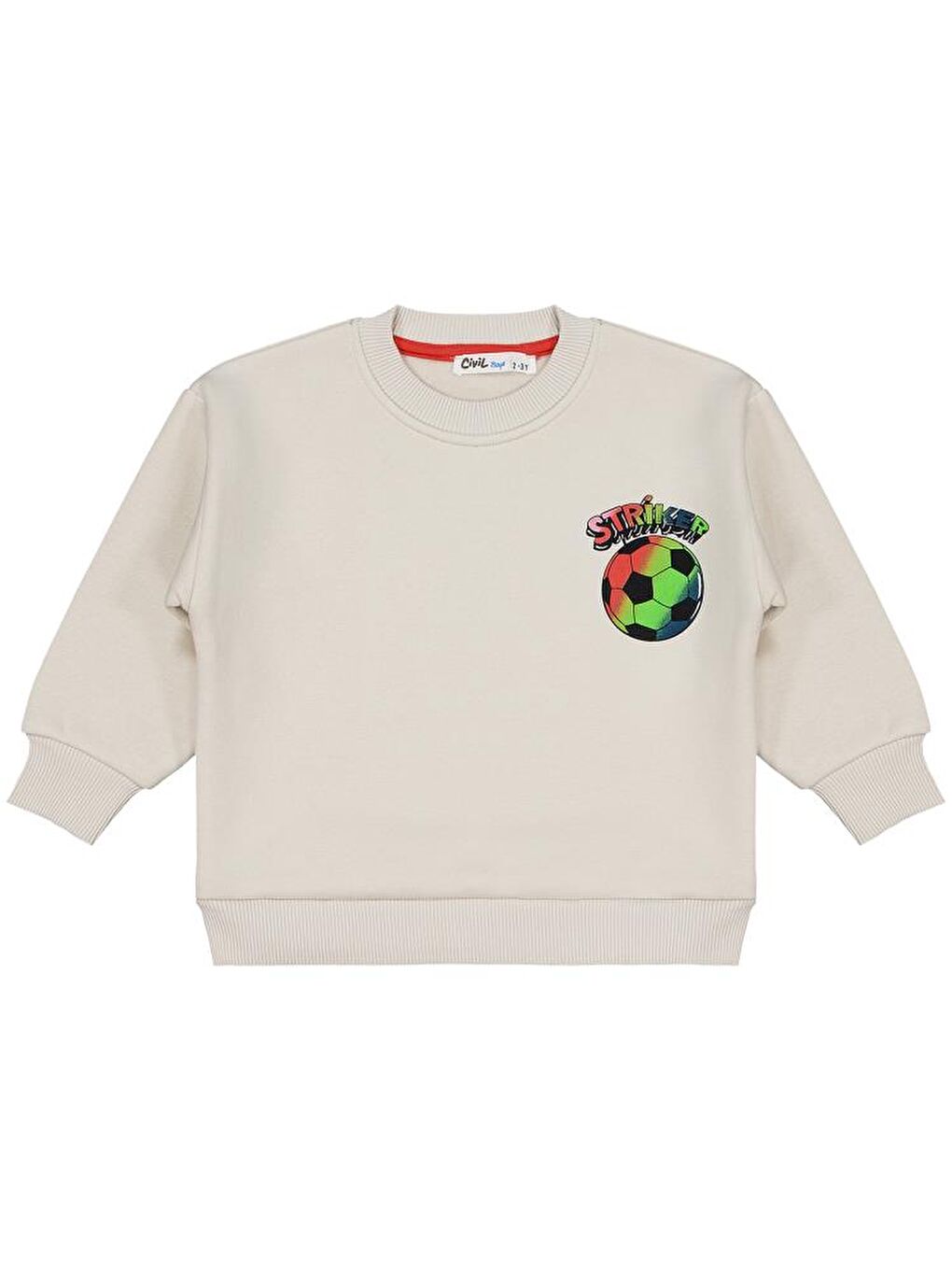 Boys Futbol Topu Baskılı 2-5 Yaş Eşofman Takımı - Bej 3-4 Yaş-2