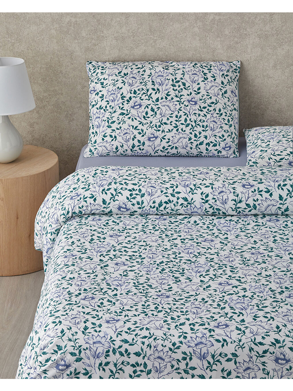 Gentle Flower Pamuk Çift Kişilik Nevresim Takımı 200x220 cm Yeşil-Mavi-2