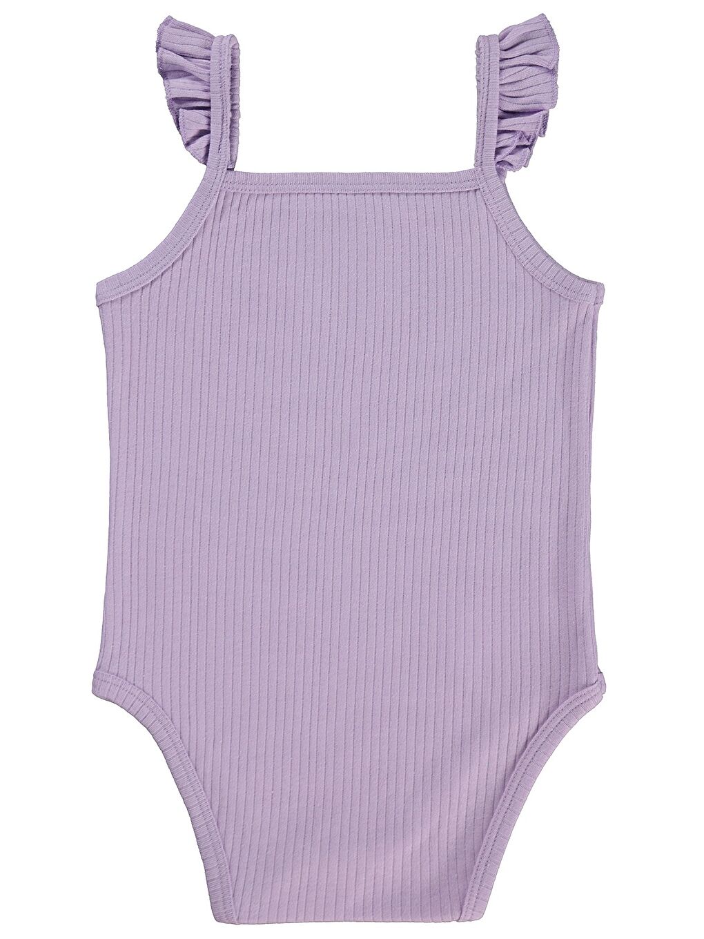 Askılı Fırfırlı 0-18 Ay Çıtçıtlı Badi - Lila-2