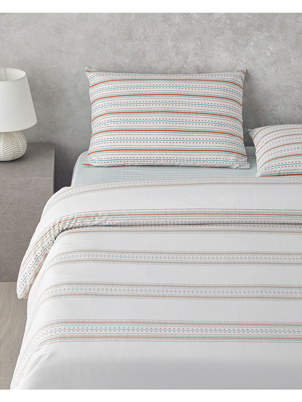 Yeşil Rhythmic Line Kolay Ütülenir Çift Kişilik Nevresim Takımı 200x220 cm Turuncu-yeşil-2