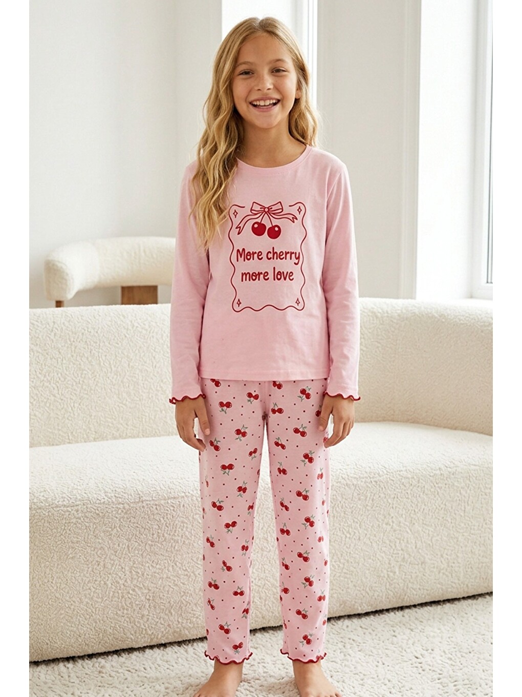 Pembe Pamuklu Elastanlı Örme Pijama Takım26241168-3