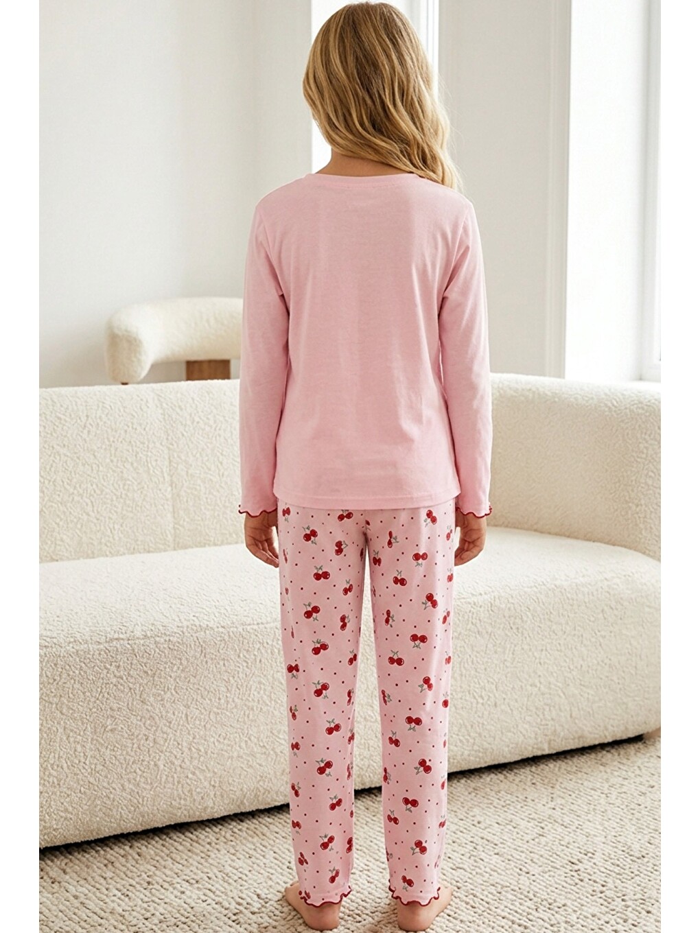 Pembe Pamuklu Elastanlı Örme Pijama Takım26241168-4
