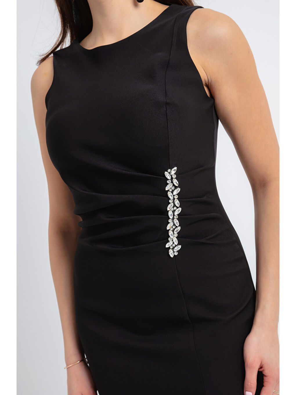 Kadın Siyah Otrişli Söz Nişan Nikah Abiye Elbise-3