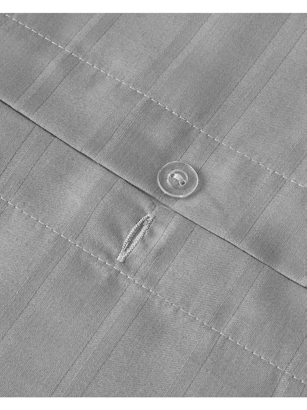 Gri Lior Çizgili Pamuk Saten Çift Kişilik Nevresim Takımı 200x220 cm Gümüş-4