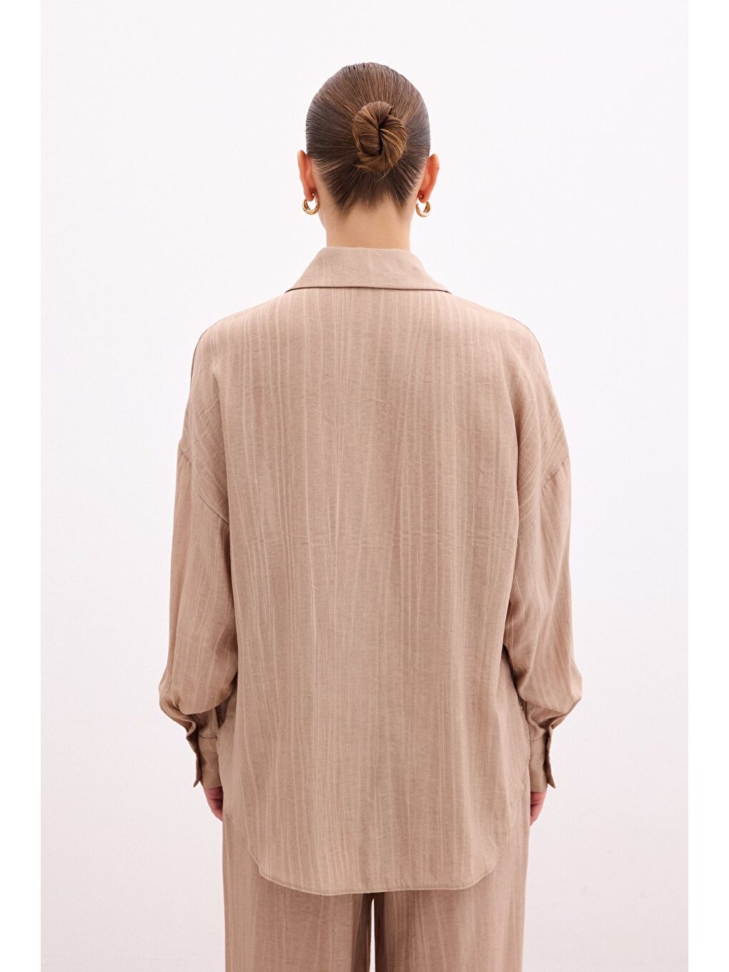 Kahverengi Salaş Gömlek - Camel-7