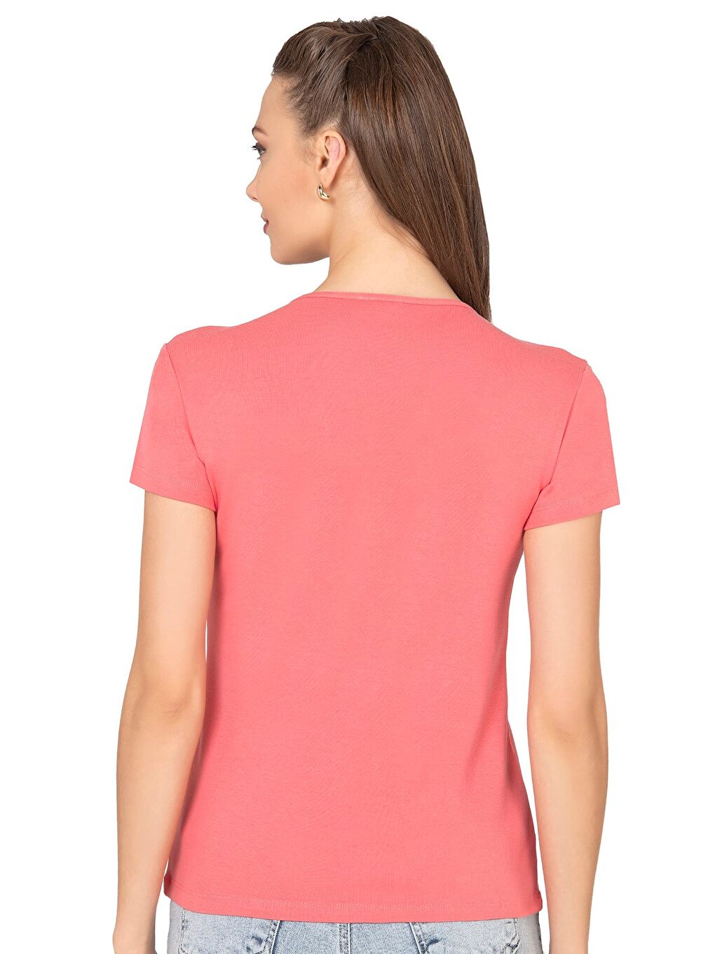 Pembe Kadın Nakış Detaylı Kısa Kol Pamuklu Bluz | Somon 21191-4