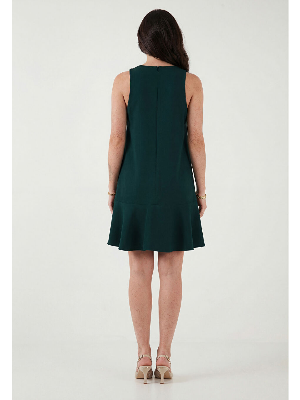 Yeşil Kolsuz Mini Boy Cepli Elbise 6525734-5