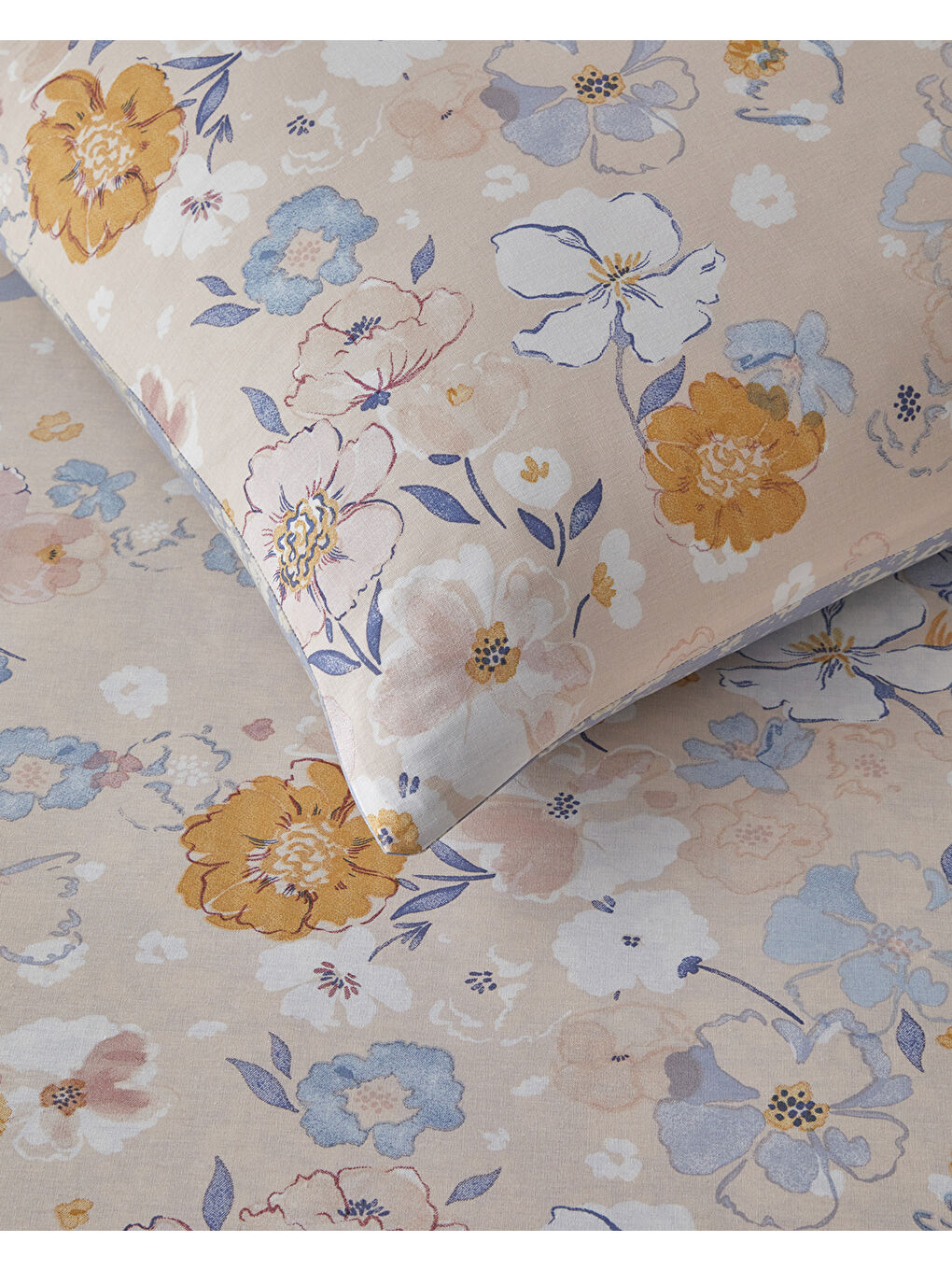 Pastel Garden Pamuk Çift Kişilik Nevresim Takımı 200x220 cm Pembe - Turuncu-5