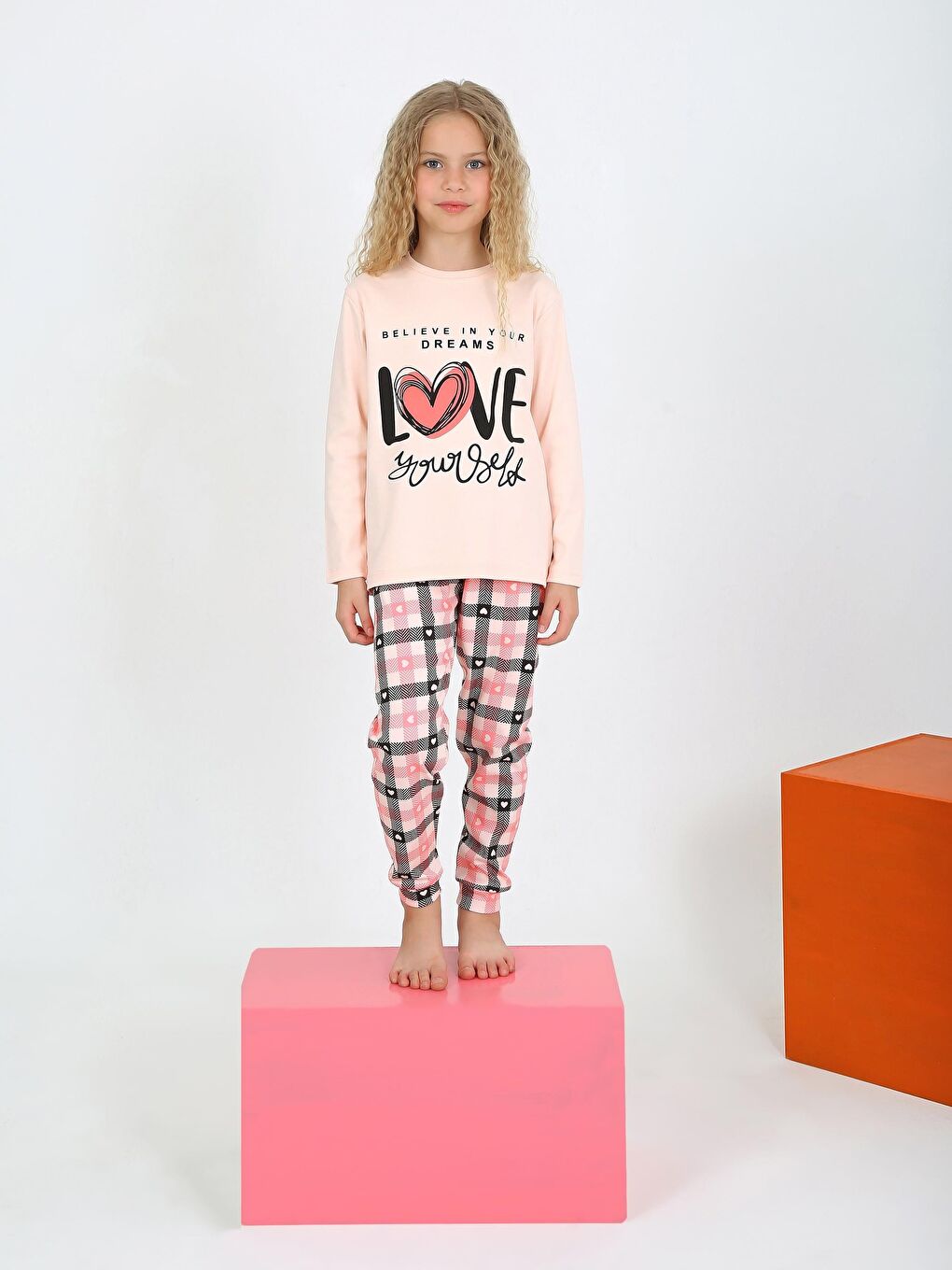 Pembe Kız Çocuk Uzun Kollu %100 Pamuklu Düğmeli Pijama Takımı Your Dreams-2