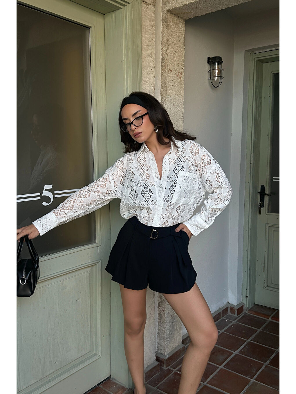 Kadın Beyaz Dantel Gömlek 0999-24070