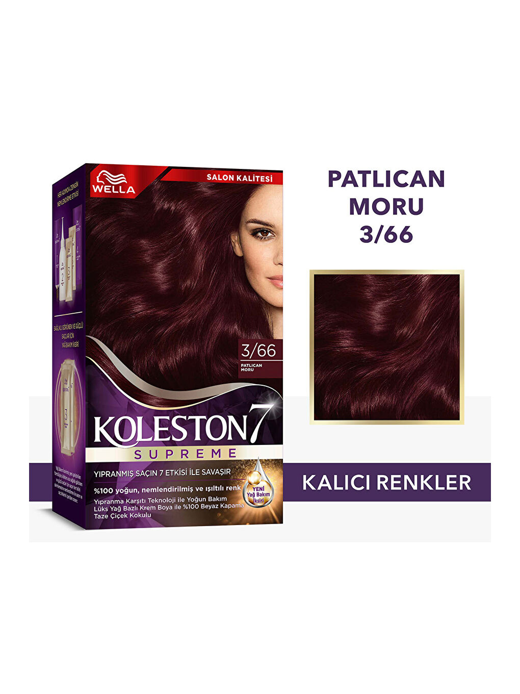 Wella Renksiz Koleston Supreme Saç Boyası 3/66 Patlıcan Moru