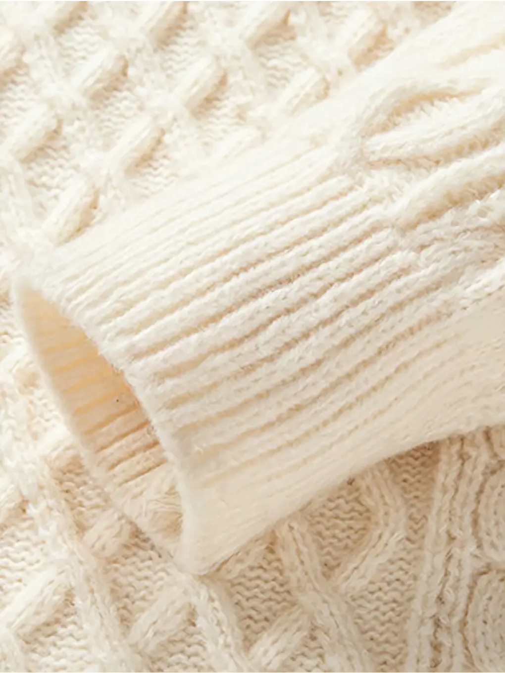 Beyaz Erkek Saç Örgülü Yürütmeli Regular Fit Bisiklet Yaka Triko Kazak-2